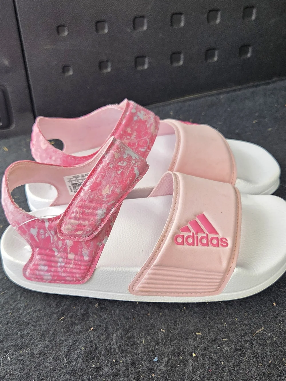 adidas Kids Pink and White Velcro Strap Sandals